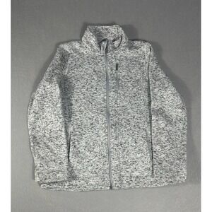 Calvin Klein Women's M Gray Full Zip Sweater Jacket Textured Knit Mock Neck